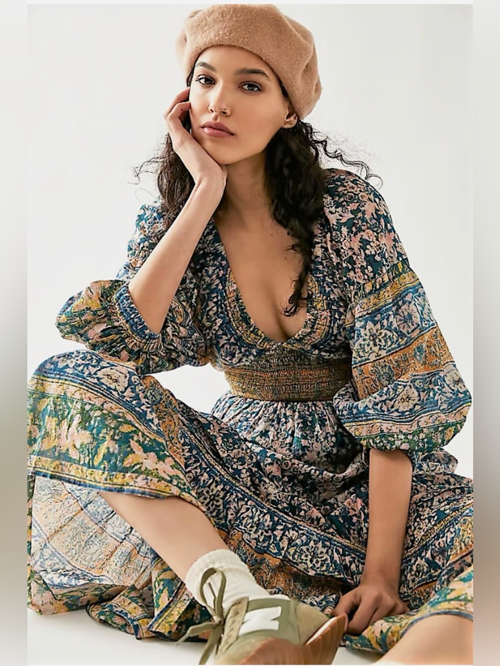 NWOT Free People Golden Hour Border Maxi Dress Small
